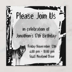 Convite de Aniversário para Lobo e Lua Cheia