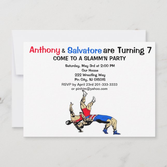 Convite de Aniversário para Lutas Gêmeas (Frente)