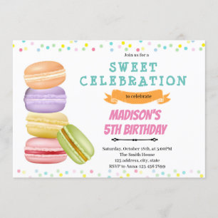 Convite de aniversário para Macaron