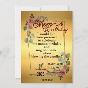 Convite de aniversário para mães