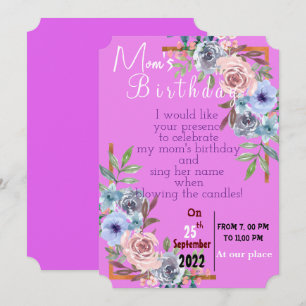 Convite de aniversário para mães