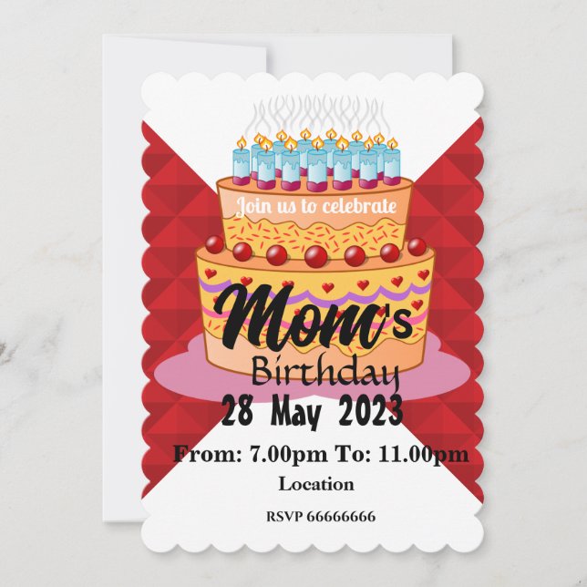 Convite de aniversário para mães (Frente)