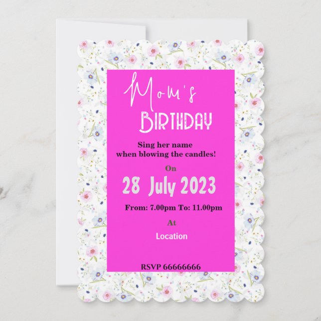 Convite de aniversário para mães (Frente)