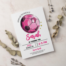 Convite de Aniversário para Menina de Futebol Rosa