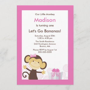 Convite De Aniversário Para Menina De Macaco
