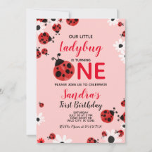 Convite de Aniversário para Menina de rua Ladybug 