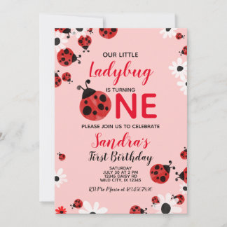 Convite de Aniversário para Menina de rua Ladybug 