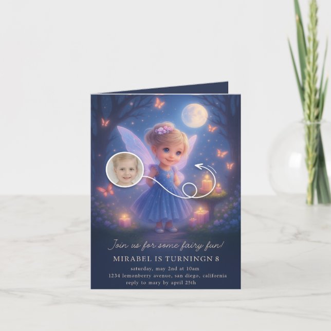 Convite de Aniversário para Menina Jardim de Fadas (Frente)