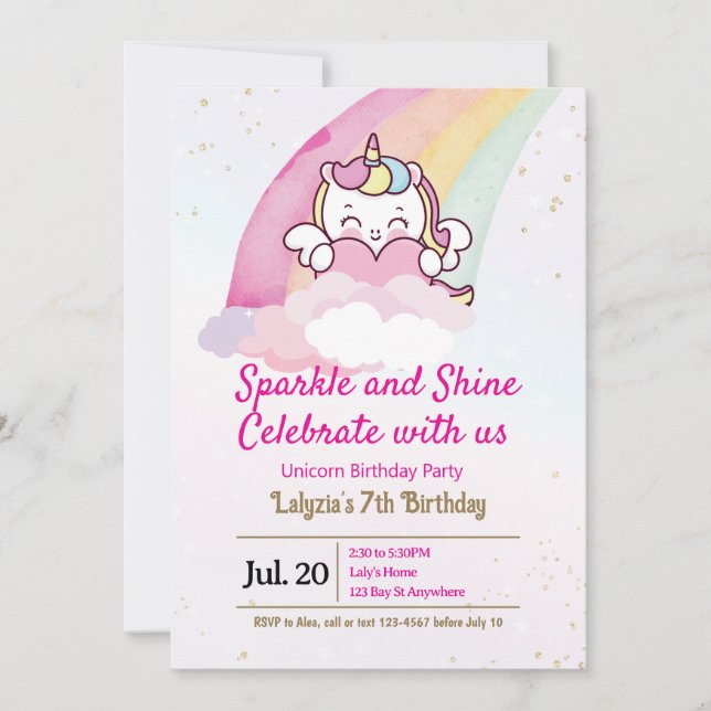 Convite de Aniversário para Meninas (Frente)