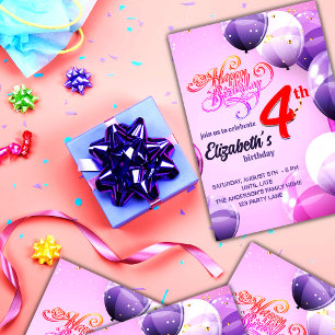 CONVITE DE ANIVERSÁRIO PARA MENINAS DE 4 ANOS