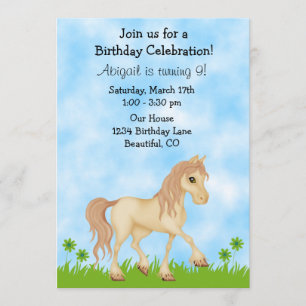 Convite de Aniversário para Meninas de Cavalo de C