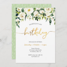 Convite de Aniversário para Meninas de Rosas Branc