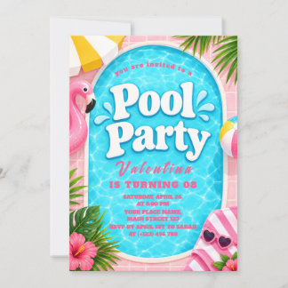 Convite de Aniversário para Meninas do Pool Flamin