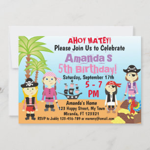 Convite de aniversário para Meninas Piratas