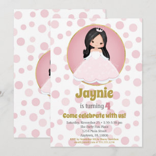 Convite de Aniversário para Meninas Princesas Ros