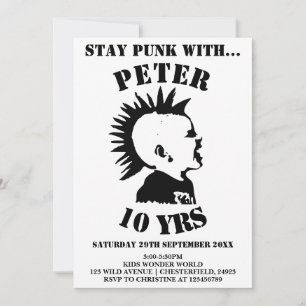 Convite de Aniversário para Meninos FIQUE PUNK