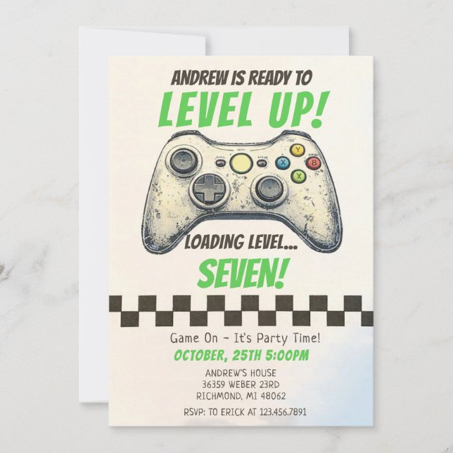 Convite de Aniversário para Meninos Gamers (Frente)
