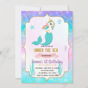 Convite de aniversário para Mermicorn