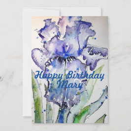 Convite de aniversário para mulher aquarela Íris R