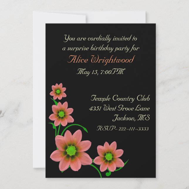 Convite de Aniversário para Mulheres Florais Elega (Frente)