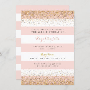 Convite de Aniversário para Mulheres Rosa Douradas