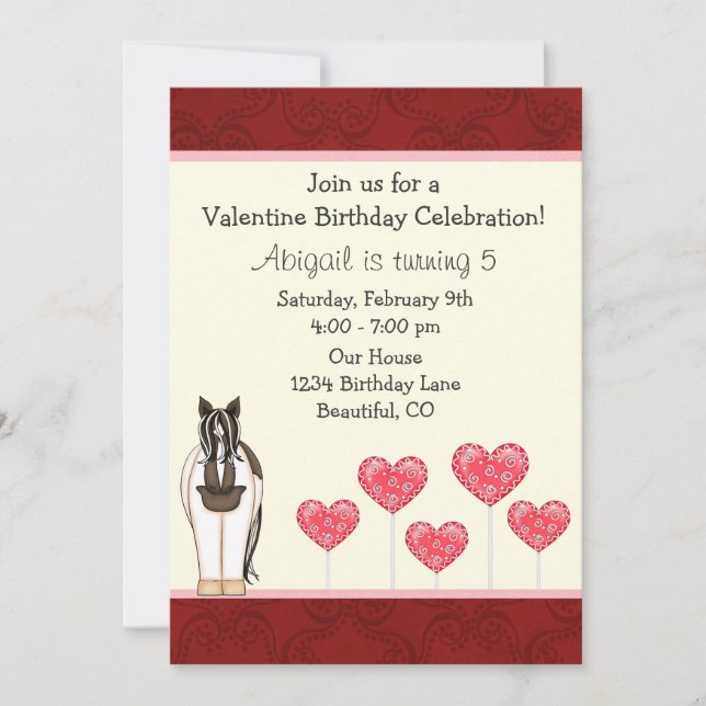 Convite de aniversário para Namorados de cavalos p (Frente)