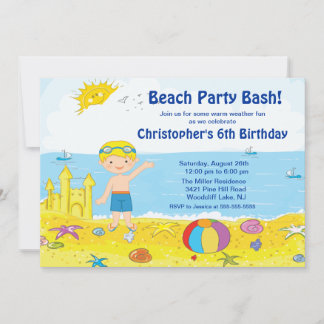 Convite de Aniversário para Natação do Garoto do P