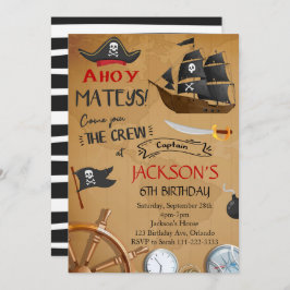 Convite de Aniversário para Navio Pirata