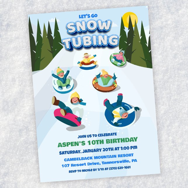 Convite de Aniversário para Neve Tubing Winter (Criador carregado)