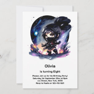Convite de aniversário para Ninja Girl