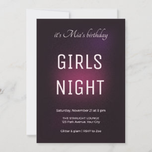 Convite de Aniversário para Noite das Meninas Ombr