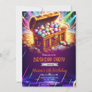 Convite de aniversário para noite de bingo neon Gl