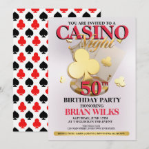 Convite de Aniversário para Noite de Cassino