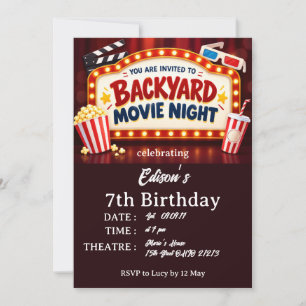 Convite de Aniversário para Noite de Cinema no Qui