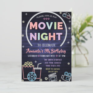 Convite de Aniversário para Noite de Cinema Sob as