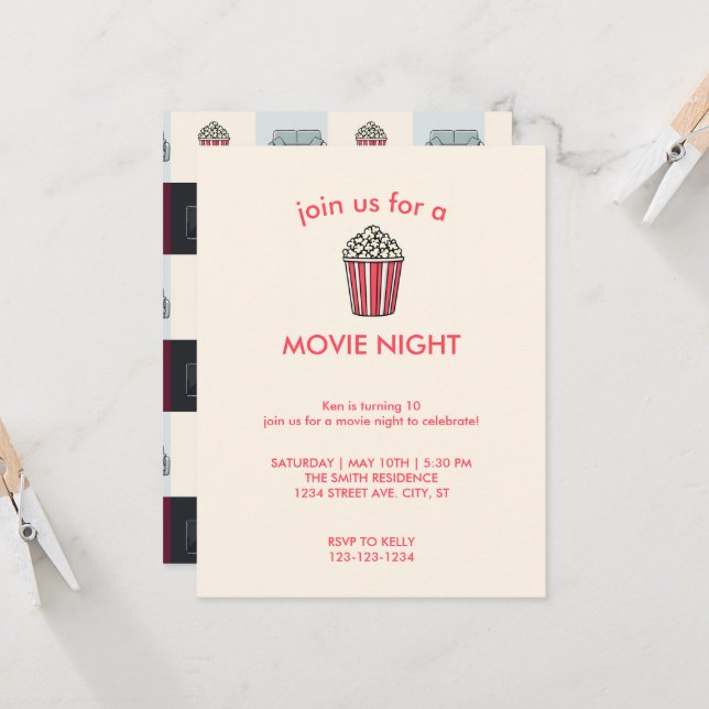 Convite de Aniversário para Noite de Filme (Frente/Verso In Situ)