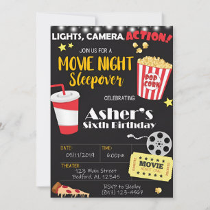 Convite de Aniversário para Noite de Filme   Festa