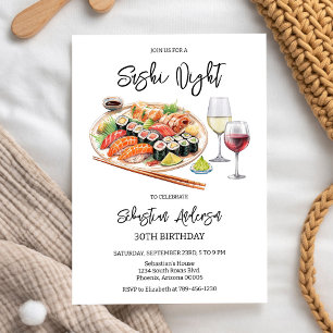 Convite de Aniversário para Noite de Sushi