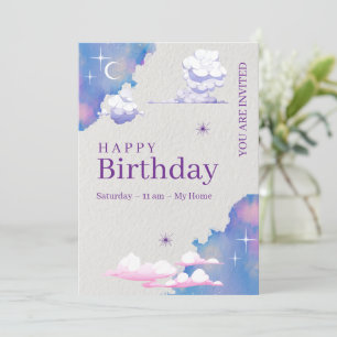 Convite de Aniversário para Nuvem e Galáxia