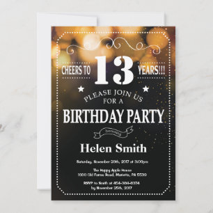 Convite De Aniversário Para O 13 De Glitter Doura