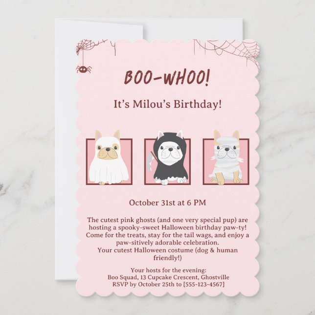 Convite de Aniversário para o Cão de Halloween de  (Frente)