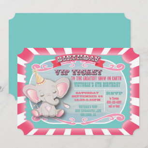 Convite de Aniversário para o Circo de Elefante Be