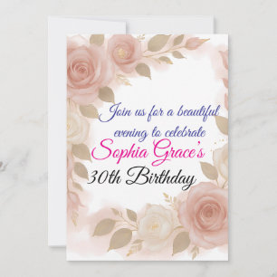 Convite de aniversário para o Elegante Blush Pink 