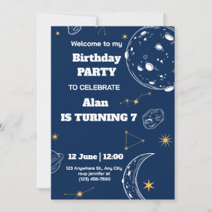 Convite de Aniversário para o Espaço Sideral