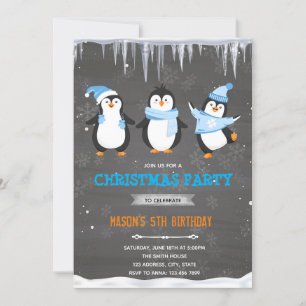 Convite de aniversário para o garoto pinguim