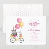 Convite de aniversário para o rato feliz