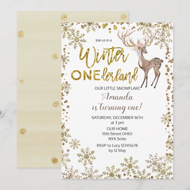 Convite de Aniversário para o Suriname Dourado Win (Frente/Verso)