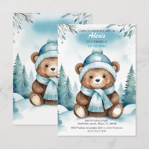 Convite de aniversário para o Urso Bebê-Inverno Bo