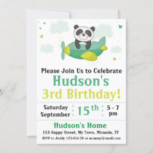 Convite de aniversário para Panda