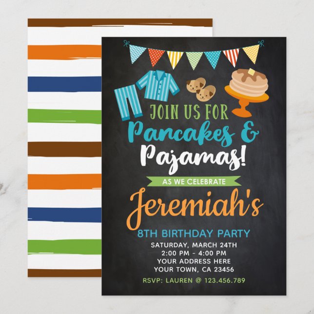 Convite de Aniversário para Panjamas (Frente/Verso)